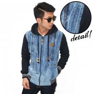 Jacket Denim Hoodie Whisker Wash