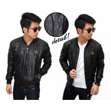 Jacket Varsity Wrinkled Leather Black