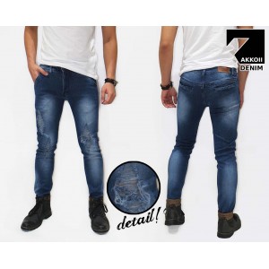 Jeans Pants Ripped Bio Stone Blue Kakkoii