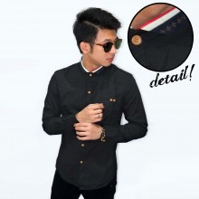 Kemeja Collar Fleur De Lis Black