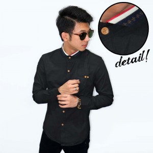 Kemeja Collar Fleur De Lis Black