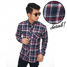 Kemeja Flannel Plaid Tartan Navy