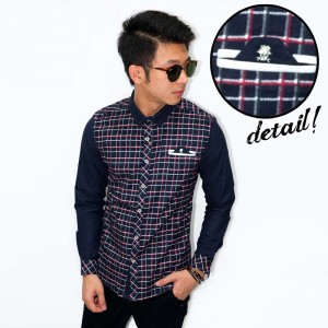 Kemeja Flannel Skull Button Red