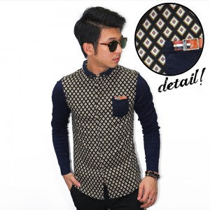 Kemeja Gold Diamond Sleeve Knit