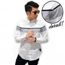 Kemeja Middle Block Abstract Square White