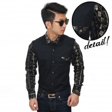 Kemeja Sleeve Batik Tenun Black