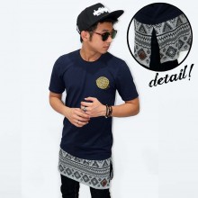 Longline T-Shirt Tribal Navy