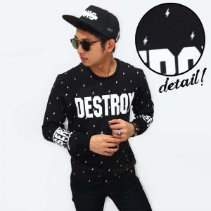 Sweatshirt Destroy Loser Thunderbolt