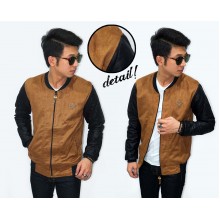 Varsity Leather Suede Brown Sleeve Black