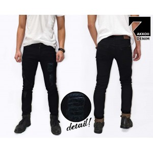 Jeans Pants Ripped Skinny Rockstar Kakkoii Black