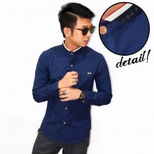 Kemeja Collar Fleur De Lis Navy