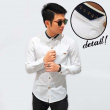 Kemeja Collar Fleur De Lis White