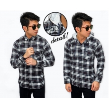 Kemeja Flannel Hooded Modern Tartan Black