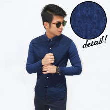 Kemeja Luxury Emboss Pattern Navy