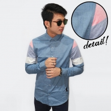 Kemeja Oxford Sleeve Three Color Block