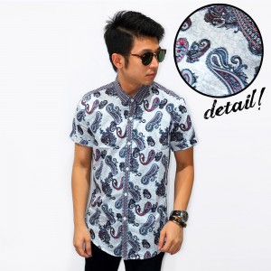 Kemeja Short Paisley Print