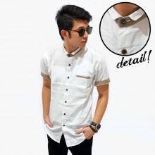 Kemeja Short Pocket List White