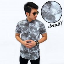Kemeja Short Smoke Print Grey