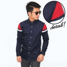Kemeja Shoulder Red And White Badge Navy