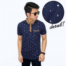 Polo Anchor Sail Boat Pattern Navy
