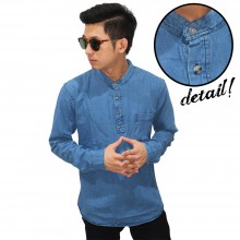 Baju Koko Denim Polos Blue
