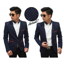 Blazer Casual Navy With Polkadot Yellow