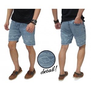 Celana Pendek Denim Half Tribal Blue