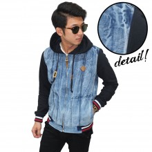 Jacket Denim Hoodie Root Wash Blue
