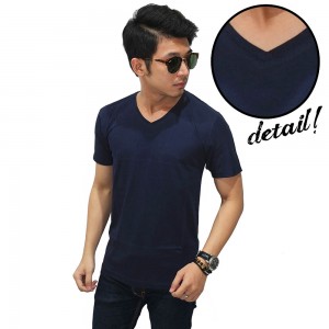 Kaos Pendek Polos V-Neck Dongker