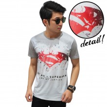 Kaos Superheroes Logo Batman V Superman Soft Grey