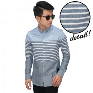 Kemeja Oxford Middle Block Stripe Blue