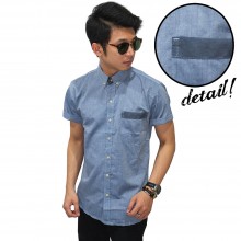 Kemeja Pendek Oxford Pocket Stripe Blue