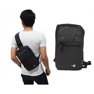 Shoulder Bag Plain With Double Button Black