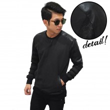 Sweater Shoulder Leather Sleeve Knit