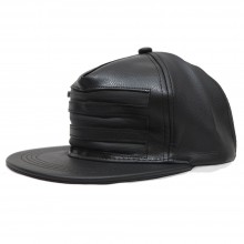 Topi Snapback Leather Three Zipper Black