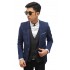 Blazer Casual Leaf Emboss Navy