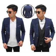 Blazer Casual Leaf Emboss Navy