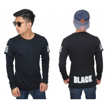 Double Layer T-Shirt Arm Flag Black