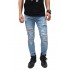 Jeans Ripped Extreme With Patch Kakkoii Light Blue