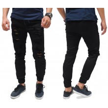 Celana Jogger Pants Jeans Extreme Ripped Black