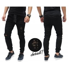 Jogger Pants Jeans Ripped Black
