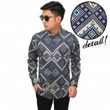 Kemeja Batik Songket Anyaman Navy