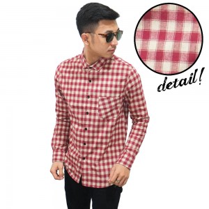 Kemeja Flanel Square Red And Cream