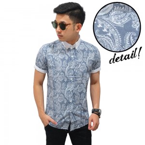 Kemeja Pendek Batik Paisley Pattern