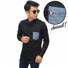 Kemeja Pocket Diamond Motif Black