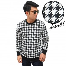 Sweatshirt Houndstooth Pattern White