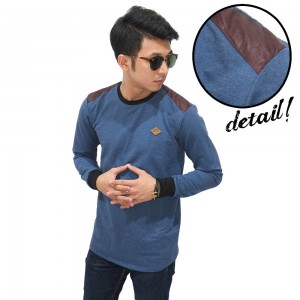 Sweatshirt Shoulder Leather Navy