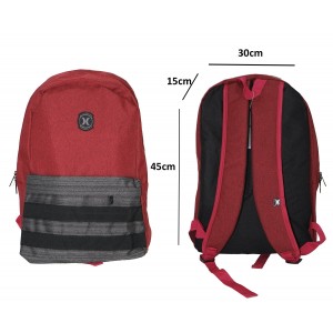 Tas Backpack Pocket Stripe Maroon