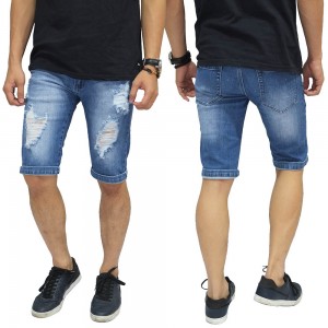Celana Pendek Denim Ripped Destroyed