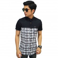 Kemeja Pendek Bottom Diamond Black